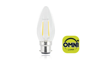 Integral ILCANDB22NC002 - OMNI FILAMENT CANDLE BULB B22 250LM 2.0W 2700K NON-DIMM 300 BEAM CLEAR