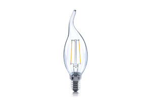Integral ILCANDE14N046 - OMNI FILAMENT CANDLE BULB FLAME TIP E14 230LM 2W 2700K NON-DIMM 300 BEAM CLEAR FULL GLASS