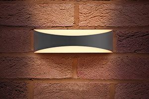 Integral ILDEA011 - OUTDOOR DECORATIVE WALL LIGHT WAVE IP65 310LM 7W 3000K UP/DOWN LIGHT DARK GREY