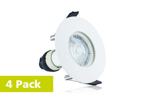 Integral ILDLFR70D001-4 - EVOFIRE FIRE RATED DOWNLIGHT 70MM CUTOUT 4PACK IP65 WHITE ROUND +GU10 HOLDER