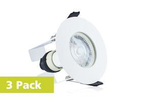 Integral ILDLFR70D003-3 - EVOFIRE FIRE RATED DOWNLIGHT 70MM CUTOUT 3PACK IP65 WHITE ROUND +GU10 HOLDER & INSULATION GUARD