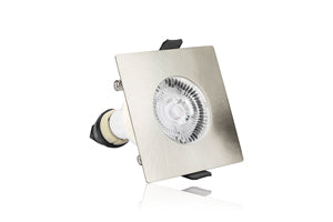 Integral ILDLFR70D008 - EVOFIRE FIRE RATED DOWNLIGHT 70MM CUTOUT IP65 SATIN NICKEL SQUARE +GU10 HOLDER