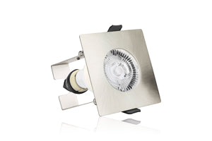 Integral ILDLFR70D010 - EVOFIRE FIRE RATED DOWNLIGHT 70MM CUTOUT IP65 SATIN NICKEL SQUARE +GU10 HOLDER & INSULATION GUARD