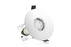Integral ILDLFR70D020 - EVOFIRE FIRE RATED DOWNLIGHT 70-100MM CUTOUT IP65 POLISHED CHROME ROUND +GU10 HOLDER & INSULATION GUARD