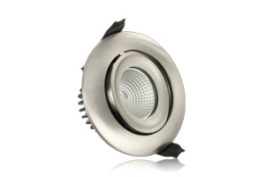 Integral ILDLFR92C015 - LUXFIRE FIRE RATED TILTABLE DOWNLIGHT 92MM CUTOUT IP65 430LM 6W 3000K 36 BEAM DIMMABLE 72LM/W SATIN NICKEL
