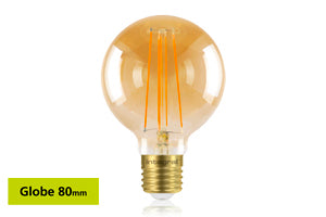Integral ILGLOBE27D007 - SUNSET GLOBE G80 E27 380LM 5W 1800K DIMMABLE 300 BEAM AMBER