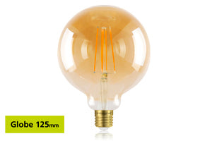 Integral ILGLOBE27D011 - SUNSET GLOBE G125 E27 380LM 5W 1800K DIMMABLE 300 BEAM AMBER