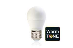Integral ILGOLFE27DC046 - WARMTONE GOLF BALL BULB E27 470LM 6W 1800-2700K DIMMABLE 220 BEAM FROSTED