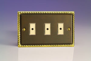 Varilight JAE103 - 3-Gang 1-Way V-Pro Multi-Point Remote/Tactile Touch Control Master LED Dimmer 3 x 0-100W (1-10 LEDs) (Twin Plate)