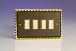 Varilight JAES004 - 4-Gang Tactile Touch Control Dimming Slave for use with Multi-Point (formerly Eclique2) Master on 2-Way Circuits (Twin Plate)