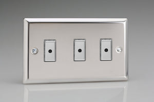 Varilight JCE103 - 3-Gang 1-Way V-Pro Multi-Point Remote/Tactile Touch Control Master LED Dimmer 3 x 0-100W (1-10 LEDs) (Twin Plate)