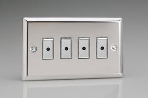 Varilight JCE104 - 4-Gang 1-Way V-Pro Multi-Point Remote/Tactile Touch Control Master LED Dimmer 4 x 0-100W (1-10 LEDs) (Twin Plate)