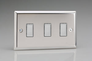 Varilight JCES003 - 3-Gang Tactile Touch Control Dimming Slave for use with Multi-Point (formerly Eclique2) Master on 2-Way Circuits (Twin Plate)