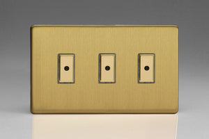 Varilight JDBE103S - 3-Gang 1-Way V-Pro Multi-Point Remote/Tactile Touch Control Master LED Dimmer 3 x 0-100W (1-10 LEDs) (Twin Plate)