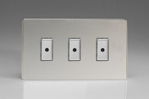 Varilight JDCE103S - 3-Gang 1-Way V-Pro Multi-Point Remote/Tactile Touch Control Master LED Dimmer 3 x 0-100W (1-10 LEDs) (Twin Plate)