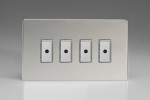 Varilight JDCE104S - 4-Gang 1-Way V-Pro Multi-Point Remote/Tactile Touch Control Master LED Dimmer 4 x 0-100W (1-10 LEDs) (Twin Plate)