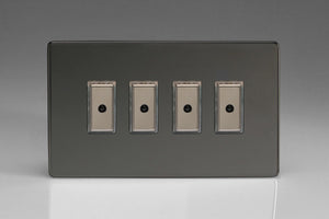 Varilight JDIE104S - 4-Gang 1-Way V-Pro Multi-Point Remote/Tactile Touch Control Master LED Dimmer 4 x 0-100W (1-10 LEDs) (Twin Plate)