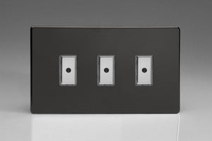 Varilight JDLE103S - 3-Gang 1-Way V-Pro Multi-Point Remote/Tactile Touch Control Master LED Dimmer 3 x 0-100W (1-10 LEDs) (Twin Plate)