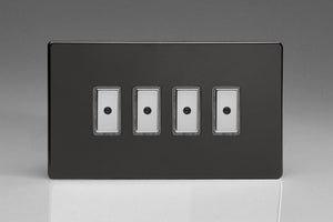 Varilight JDLE104S - 4-Gang 1-Way V-Pro Multi-Point Remote/Tactile Touch Control Master LED Dimmer 4 x 0-100W (1-10 LEDs) (Twin Plate)