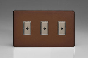 Varilight JDME103S - 3-Gang 1-Way V-Pro Multi-Point Remote/Tactile Touch Control Master LED Dimmer 3 x 0-100W (1-10 LEDs) (Twin Plate)