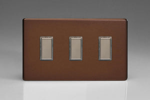 Varilight JDMES003S - 3-Gang Tactile Touch Control Dimming Slave for use with Multi-Point (formerly Eclique2) Master on 2-Way Circuits (Twin Plate)