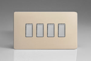 Varilight JDNES004S - 4-Gang Tactile Touch Control Dimming Slave for use with Multi-Point (formerly Eclique2) Master on 2-Way Circuits (Twin Plate)