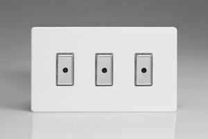 Varilight JDQE103S - 3-Gang 1-Way V-Pro Multi-Point Remote/Tactile Touch Control Master LED Dimmer 3 x 0-100W (1-10 LEDs) (Twin Plate)