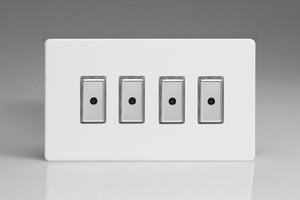 Varilight JDQE104S - 4-Gang 1-Way V-Pro Multi-Point Remote/Tactile Touch Control Master LED Dimmer 4 x 0-100W (1-10 LEDs) (Twin Plate)