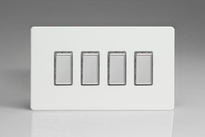 Varilight JDQES004S - 4-Gang Tactile Touch Control Dimming Slave for use with Multi-Point (formerly Eclique2) Master on 2-Way Circuits (Twin Plate)