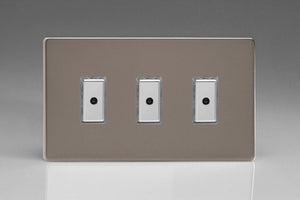 Varilight JDRE103S - 3-Gang 1-Way V-Pro Multi-Point Remote/Tactile Touch Control Master LED Dimmer 3 x 0-100W (1-10 LEDs) (Twin Plate)
