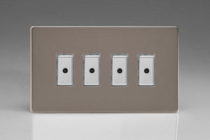 Varilight JDRE104S - 4-Gang 1-Way V-Pro Multi-Point Remote/Tactile Touch Control Master LED Dimmer 4 x 0-100W (1-10 LEDs) (Twin Plate)