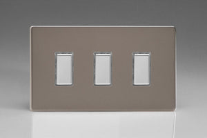 Varilight JDRES003S - 3-Gang Tactile Touch Control Dimming Slave for use with Multi-Point (formerly Eclique2) Master on 2-Way Circuits (Twin Plate)