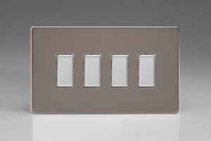 Varilight JDRES004S - 4-Gang Tactile Touch Control Dimming Slave for use with Multi-Point (formerly Eclique2) Master on 2-Way Circuits (Twin Plate)