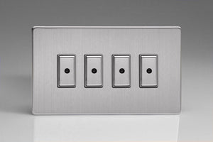 Varilight JDSE104S - 4-Gang 1-Way V-Pro Multi-Point Remote/Tactile Touch Control Master LED Dimmer 4 x 0-100W (1-10 LEDs) (Twin Plate)