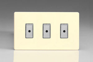 Varilight JDWE103S - 3-Gang 1-Way V-Pro Multi-Point Remote/Tactile Touch Control Master LED Dimmer 3 x 0-100W (1-10 LEDs) (Twin Plate)