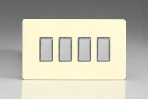 Varilight JDWES004S - 4-Gang Tactile Touch Control Dimming Slave for use with Multi-Point (formerly Eclique2) Master on 2-Way Circuits (Twin Plate)