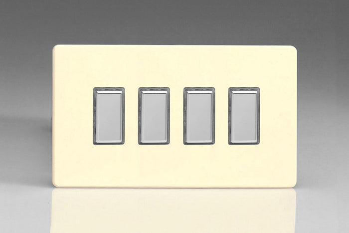 Varilight JDWES004S - 4-Gang Tactile Touch Control Dimming Slave for use with Multi-Point (formerly Eclique2) Master on 2-Way Circuits (Twin Plate)