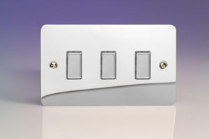 Varilight JFCES003 - 3-Gang Tactile Touch Control Dimming Slave for use with Multi-Point (formerly Eclique2) Master on 2-Way Circuits (Twin Plate)