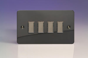 Varilight JFIES004 - 4-Gang Tactile Touch Control Dimming Slave for use with Multi-Point (formerly Eclique2) Master on 2-Way Circuits (Twin Plate)