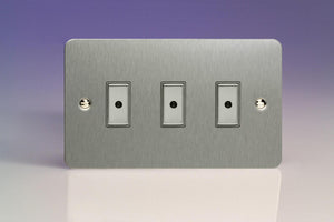Varilight JFSE103 - 3-Gang 1-Way V-Pro Multi-Point Remote/Tactile Touch Control Master LED Dimmer 3 x 0-100W (1-10 LEDs) (Twin Plate)