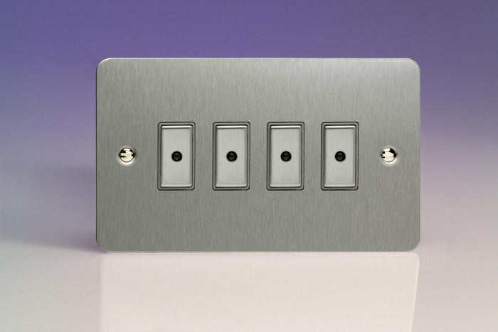 Varilight JFSE104 - 4-Gang 1-Way V-Pro Multi-Point Remote/Tactile Touch Control Master LED Dimmer 4 x 0-100W (1-10 LEDs) (Twin Plate)