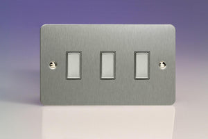 Varilight JFSES003 - 3-Gang Tactile Touch Control Dimming Slave for use with Multi-Point (formerly Eclique2) Master on 2-Way Circuits (Twin Plate)