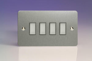 Varilight JFSES004 - 4-Gang Tactile Touch Control Dimming Slave for use with Multi-Point (formerly Eclique2) Master on 2-Way Circuits (Twin Plate)