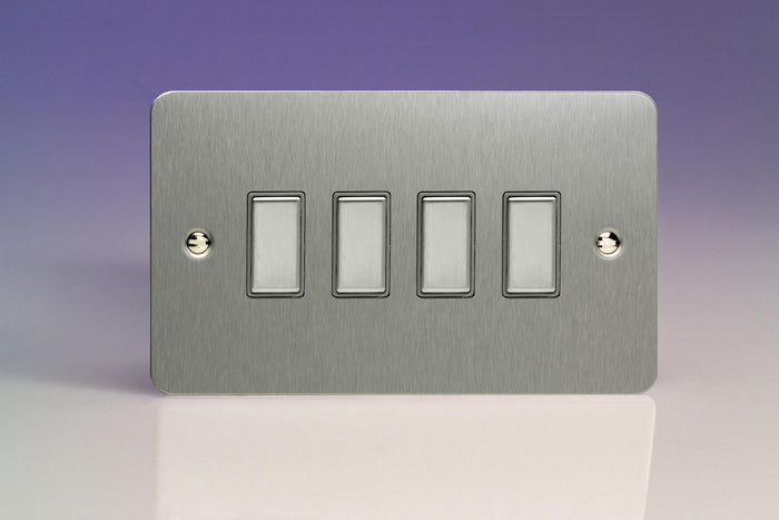 Varilight JFSES004 - 4-Gang Tactile Touch Control Dimming Slave for use with Multi-Point (formerly Eclique2) Master on 2-Way Circuits (Twin Plate)