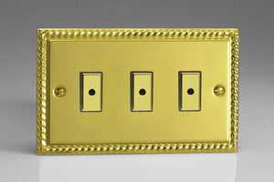 Varilight JGE103 - 3-Gang 1-Way V-Pro Multi-Point Remote/Tactile Touch Control Master LED Dimmer 3 x 0-100W (1-10 LEDs) (Twin Plate)