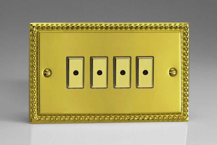 Varilight JGE104 - 4-Gang 1-Way V-Pro Multi-Point Remote/Tactile Touch Control Master LED Dimmer 4 x 0-100W (1-10 LEDs) (Twin Plate)