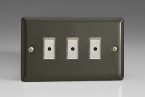 Varilight JPE103 - 3-Gang 1-Way V-Pro Multi-Point Remote/Tactile Touch Control Master LED Dimmer 3 x 0-100W (1-10 LEDs) (Twin Plate)