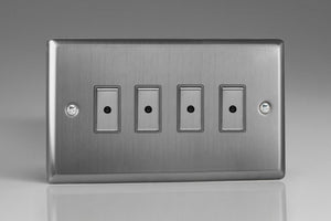 Varilight JTE104 - 4-Gang 1-Way V-Pro Multi-Point Remote/Tactile Touch Control Master LED Dimmer 4 x 0-100W (1-10 LEDs) (Twin Plate)