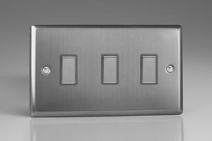 Varilight JTES003 - 3-Gang Tactile Touch Control Dimming Slave for use with Multi-Point (formerly Eclique2) Master on 2-Way Circuits (Twin Plate)