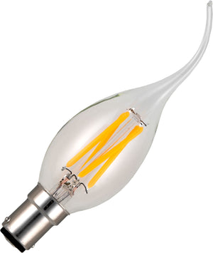 Schiefer L024050302 - Ba15d Filamentled Tip Candle C35x120mm 230V 300Lm 4W 925 AC Clear Dim LED Bulbs Schiefer - The Lamp Company